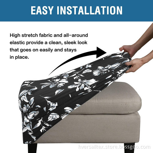 Floral Printed Elastic Bottom Ottoman Cover